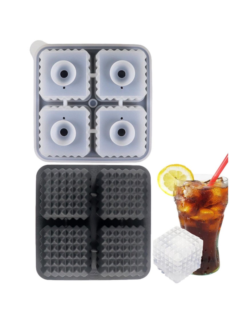 Ice Cube Tray Molds Silicone Sphere Ice Ball Maker with Lids & Large Square Ice Cube Molds for Cola- 100% Food Grade Silicone Reusable&BPA Free (Black) - Image 1