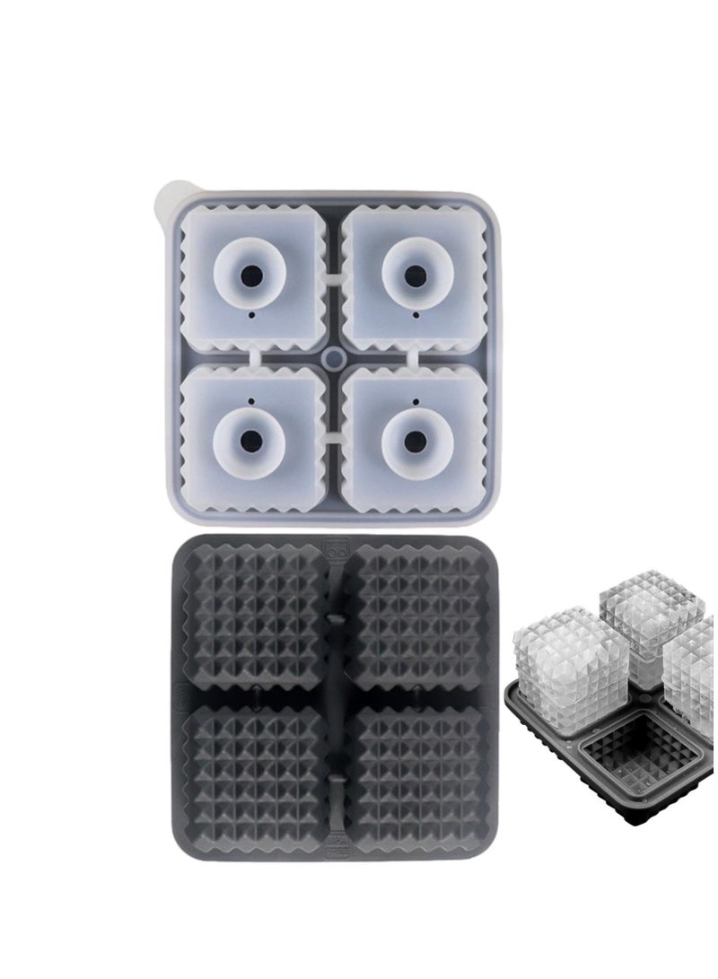 Ice Cube Tray Molds Silicone Sphere Ice Ball Maker with Lids & Large Square Ice Cube Molds for Cola- 100% Food Grade Silicone Reusable&BPA Free (Black) - Image 5