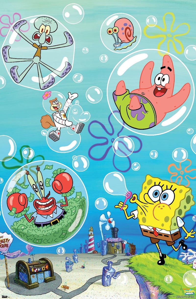 Trends International Nickelodeon Spongebob Squarepants  Bubbles Wall Poster 22375 x 34 Premium Unframed Version