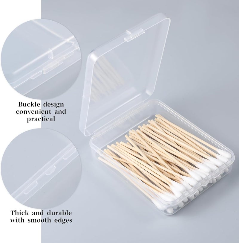 Dimeho Portable Travel Cotton Pad Holder 3 Pcs Travel Swab Holder Dispenser Small Hair Tie Containers Storage Box Qtip Travel Holder Bathroom Vanity Countertop Organizer with Lid ClearBluePink - Image 4