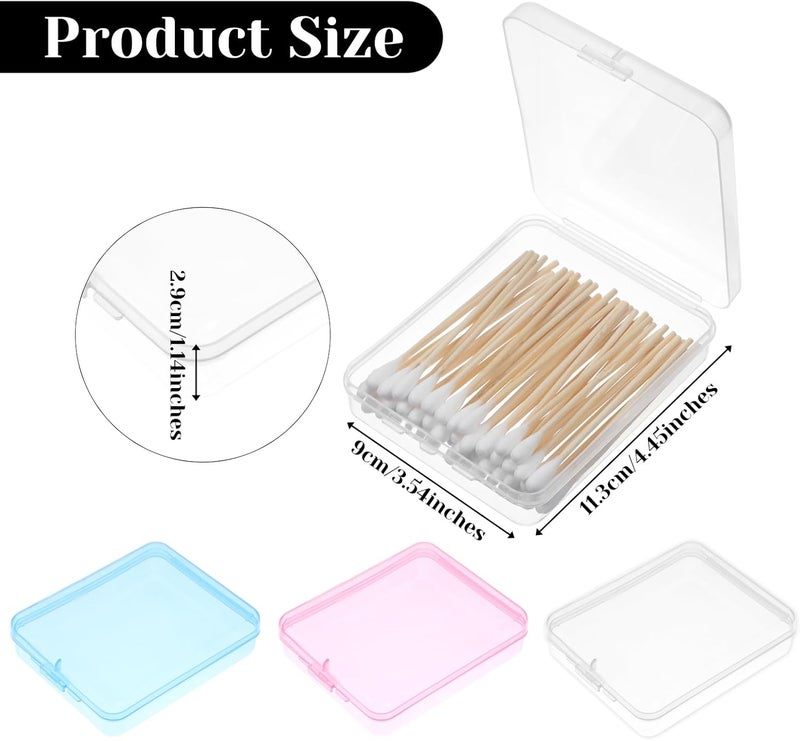 Dimeho Portable Travel Cotton Pad Holder 3 Pcs Travel Swab Holder Dispenser Small Hair Tie Containers Storage Box Qtip Travel Holder Bathroom Vanity Countertop Organizer with Lid ClearBluePink - Image 3