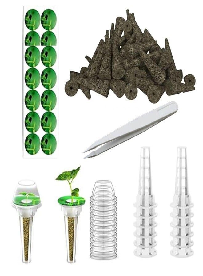 Haligo 64pcs Seed Pod Kit for Aerogarden, Hydroponics Supplies for All Brands Hydroponics Growing System, Grow Anything Kit with 20 Grow Sponges, 20 PVC Labels, 12 Plant Baskets & Domes, 1pc Tweezer - Image 1