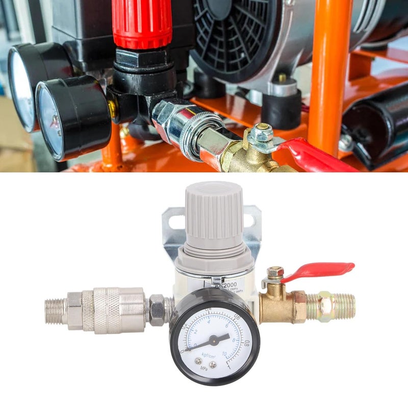 AR2000 منظم ضغط هواء ضاغط 1 4 بوصة منفذ NPT مع تحكم في التدفق 0 1 ميجا باسكال للأدوات الهوائية معدني متين - Image 3