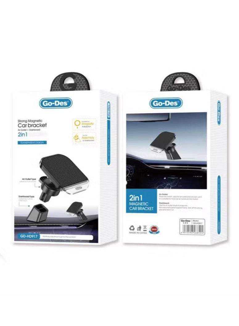 GO-DES 2 in 1 Magnetic Phone Holder Ventilation and Flat Surface Design(GD-HD917) - Image 2