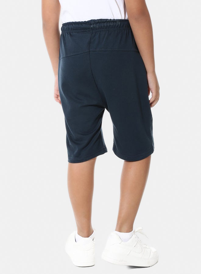 Elastic Waist Cotton Solid Short _ Navy