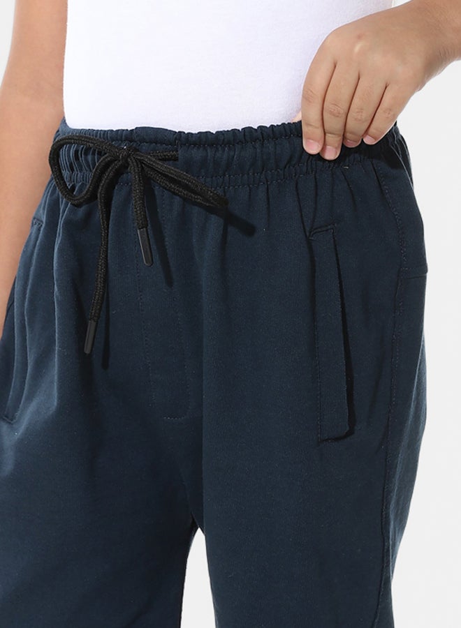 Elastic Waist Cotton Solid Short _ Navy