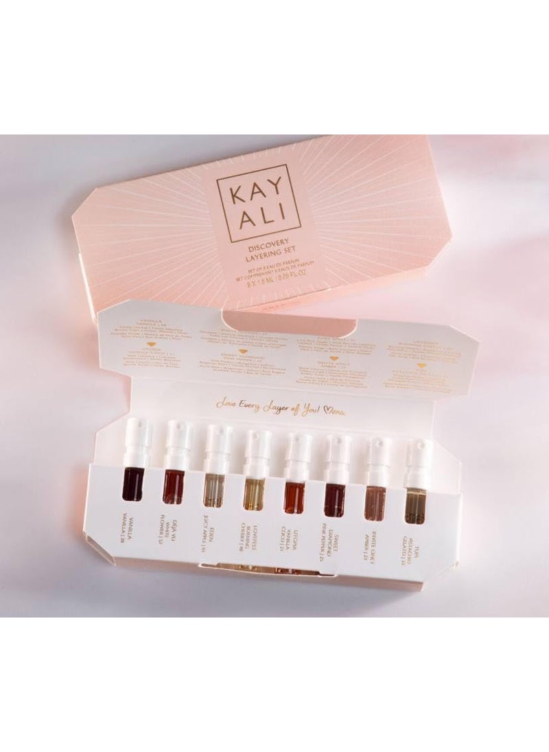 KAYALI KAYALI Discovery Layering Set 8 x 15ml Eau de Parfum  Bonus Nest NY Sicilian Tangerine Body Cream 30 ml 