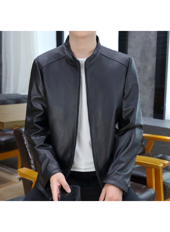 Fapai Men's Genuine Leather Jacket Business Casual Stand Collar Leather Jacket Men - Image 5