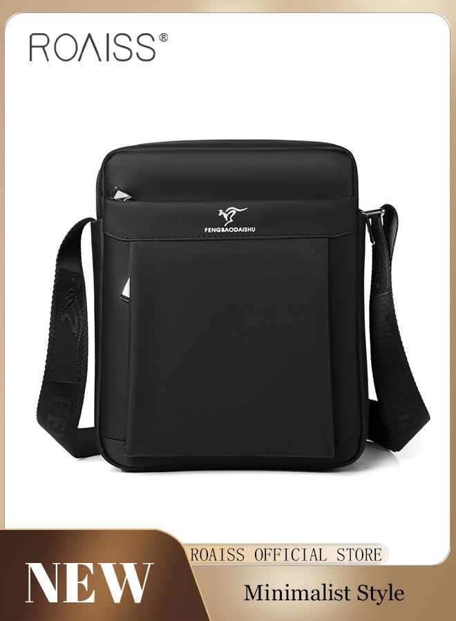 roaiss Casual Oxford Crossbody Bag for Men Multiple Pockets Smooth Zipper Adjustable Strap Waterproof Square Shoulder Bag Mens Fashionable Commuting Premium Wear Resistant Outdoor Backpack  - Image 1
