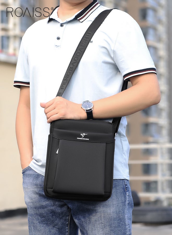 roaiss Casual Oxford Crossbody Bag for Men Multiple Pockets Smooth Zipper Adjustable Strap Waterproof Square Shoulder Bag Mens Fashionable Commuting Premium Wear Resistant Outdoor Backpack  - Image 2