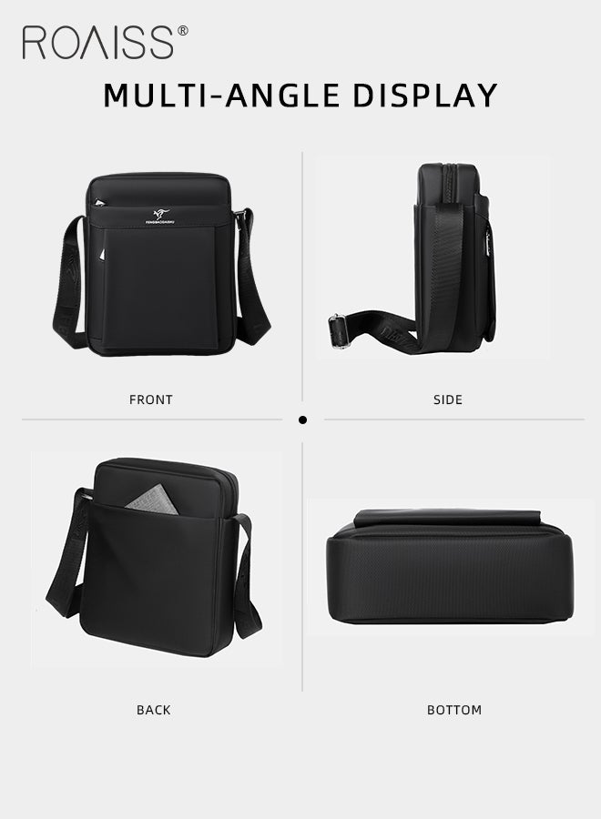 roaiss Casual Oxford Crossbody Bag for Men Multiple Pockets Smooth Zipper Adjustable Strap Waterproof Square Shoulder Bag Mens Fashionable Commuting Premium Wear Resistant Outdoor Backpack  - Image 5