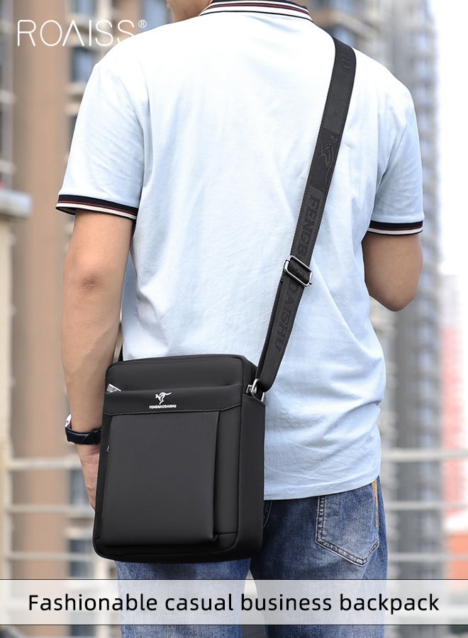 roaiss Casual Oxford Crossbody Bag for Men Multiple Pockets Smooth Zipper Adjustable Strap Waterproof Square Shoulder Bag Mens Fashionable Commuting Premium Wear Resistant Outdoor Backpack  - Image 4