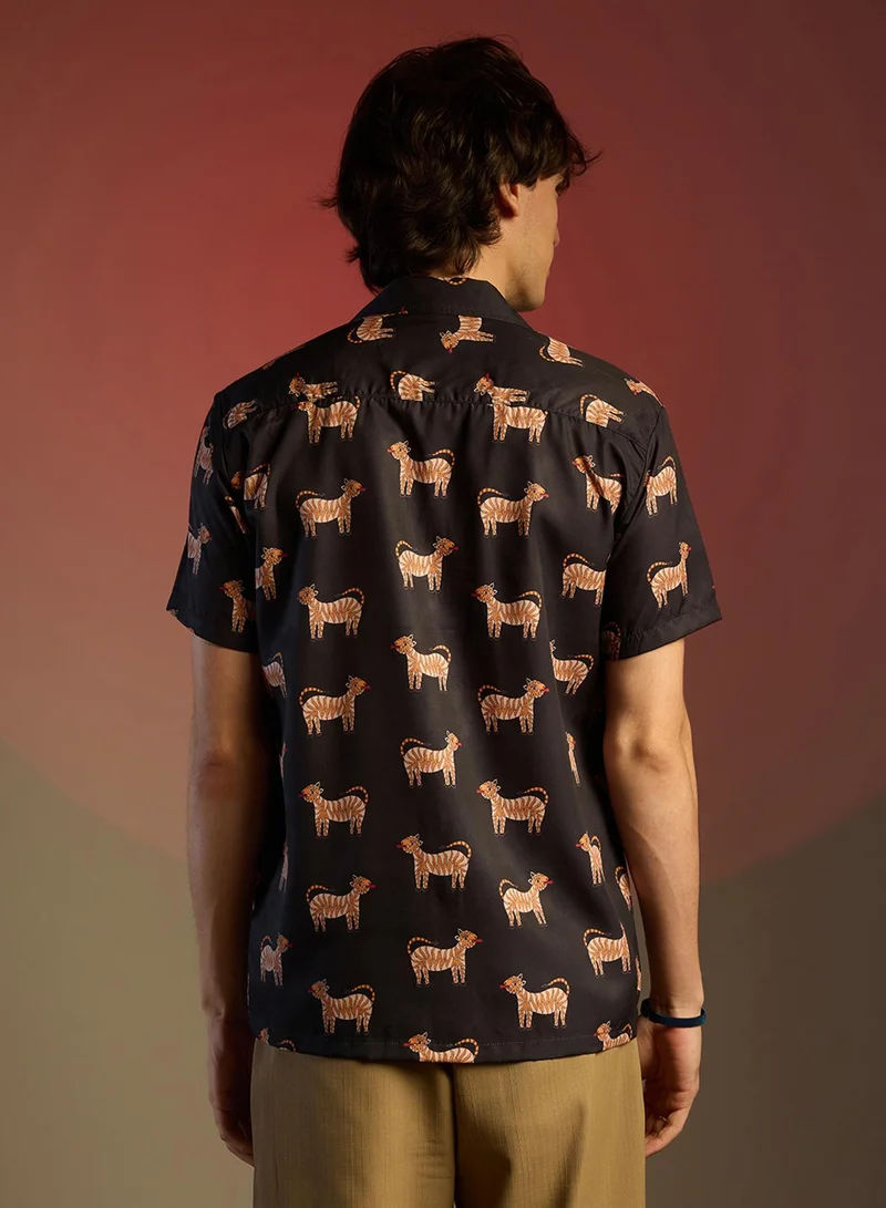 كامبوس سوترا Men's Midnight Black Tiger Shirt