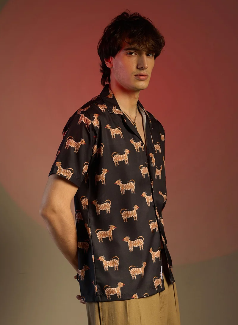 كامبوس سوترا Men's Midnight Black Tiger Shirt