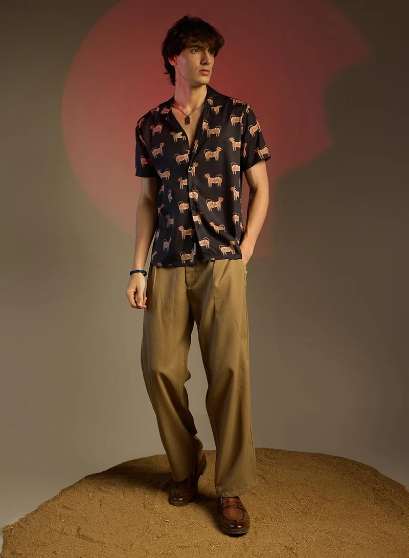 كامبوس سوترا Men's Midnight Black Tiger Shirt