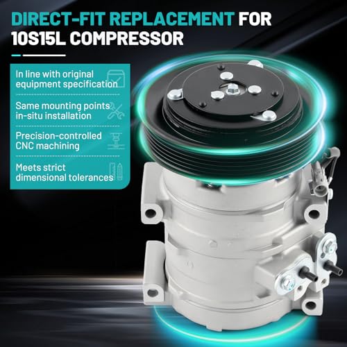 Farrme A/C Compressor Fit for Toyota Corolla Matrix 1.8L 2003-2008 CO 27000C Automotive Replacement AC Compressor with Clutch 8832002120, 295525NH, 144004C - Image 5
