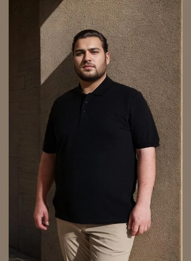 بوراتي تيشيرت بولو قطن مقاس كبير رجالي بياقة بولو