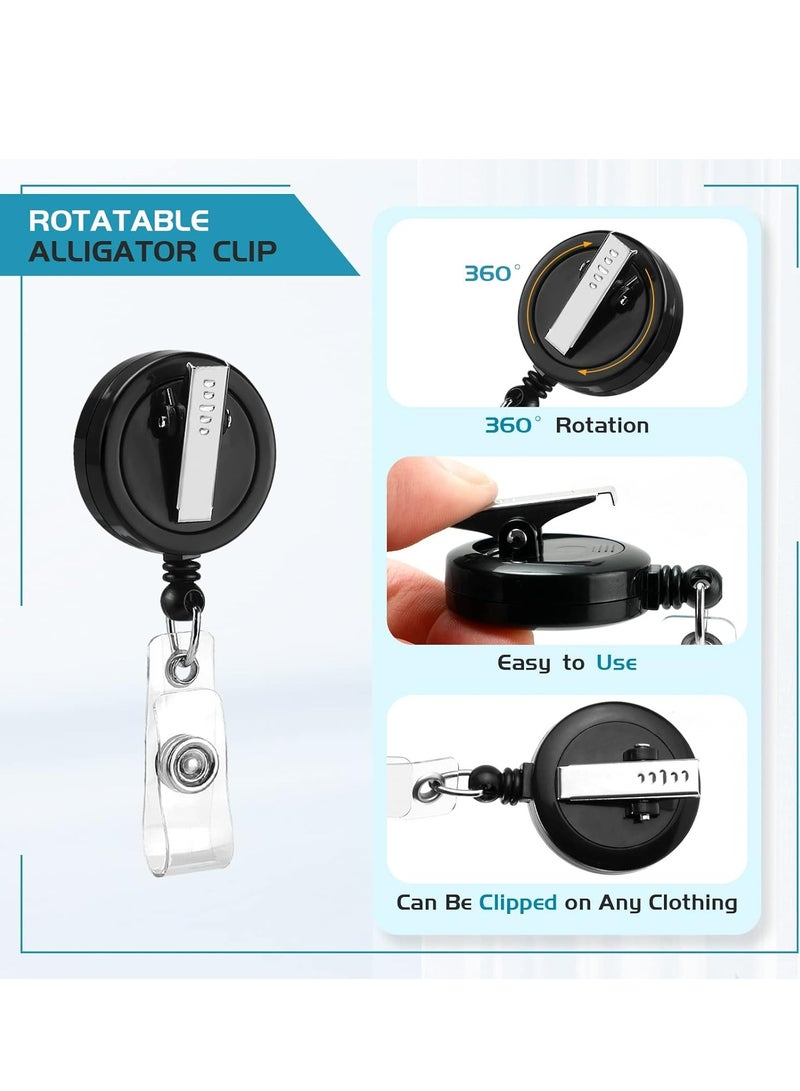 إسكدنيا 2 قطعة بكرات شارات سوداء قابلة للسحب مع مشابك دوارة للمعلمين والطلاب والاستخدام المكتبي - Image 2