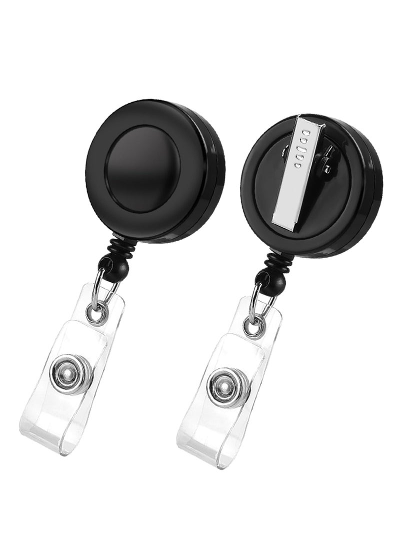 إسكدنيا 2 قطعة بكرات شارات سوداء قابلة للسحب مع مشابك دوارة للمعلمين والطلاب والاستخدام المكتبي - Image 1