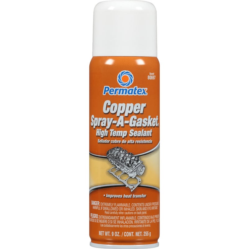Permatex 80697 Copper Spray-A-Gasket Hi-Temp Adhesive Sealant, 9 oz. net Aerosol Can , Orange - Image 1