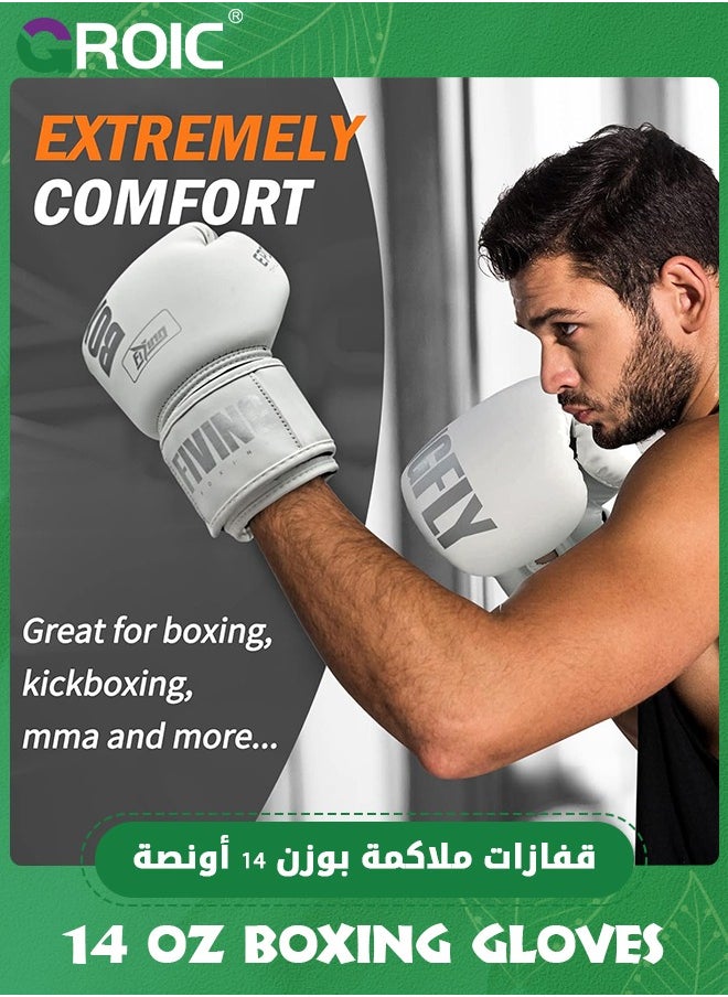 GROIC 14 OZ Boxing Gloves Men Women with Hand Wraps for Boxing, Muay Thai, Kickboxing, Punching Bag Workout traing and Sparing Gear Complete Boxing Kit  - Image 5