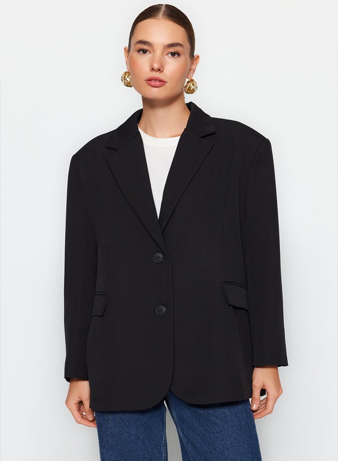 trendyol Black Woven Extra Oversize Blazer Jacket - Image 1