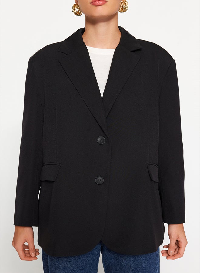 trendyol Black Woven Extra Oversize Blazer Jacket - Image 5