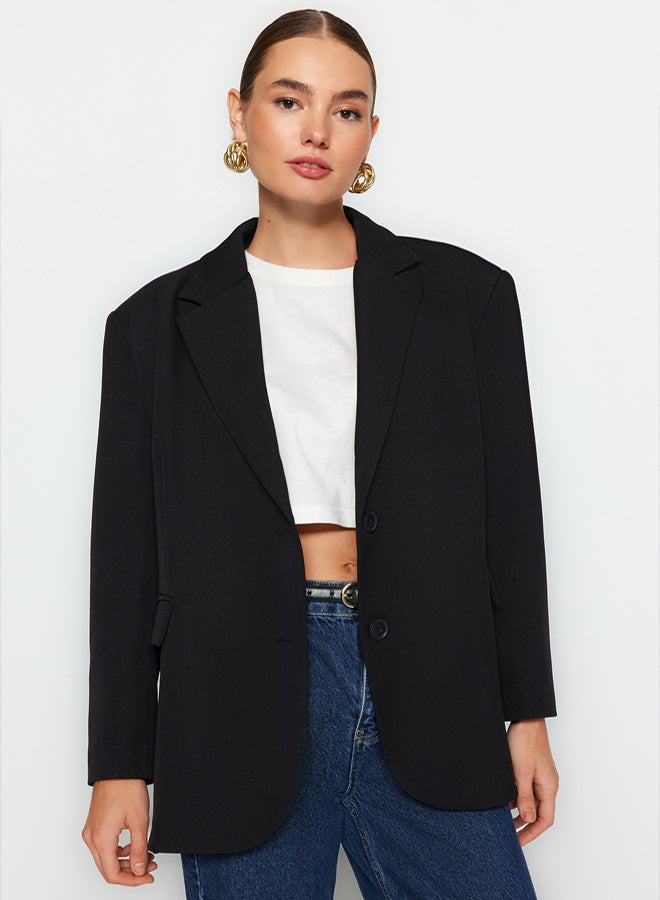 trendyol Black Woven Extra Oversize Blazer Jacket - Image 2