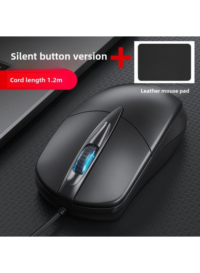 For Glory Notebook Wired Mouse Computer Game Magicbook14 Mute 16 Universal Original-Color:Standard Version (silent on/line Length 1.2m ) + Black Leather Mouse Pad-Interface:Official Standard - Image 1