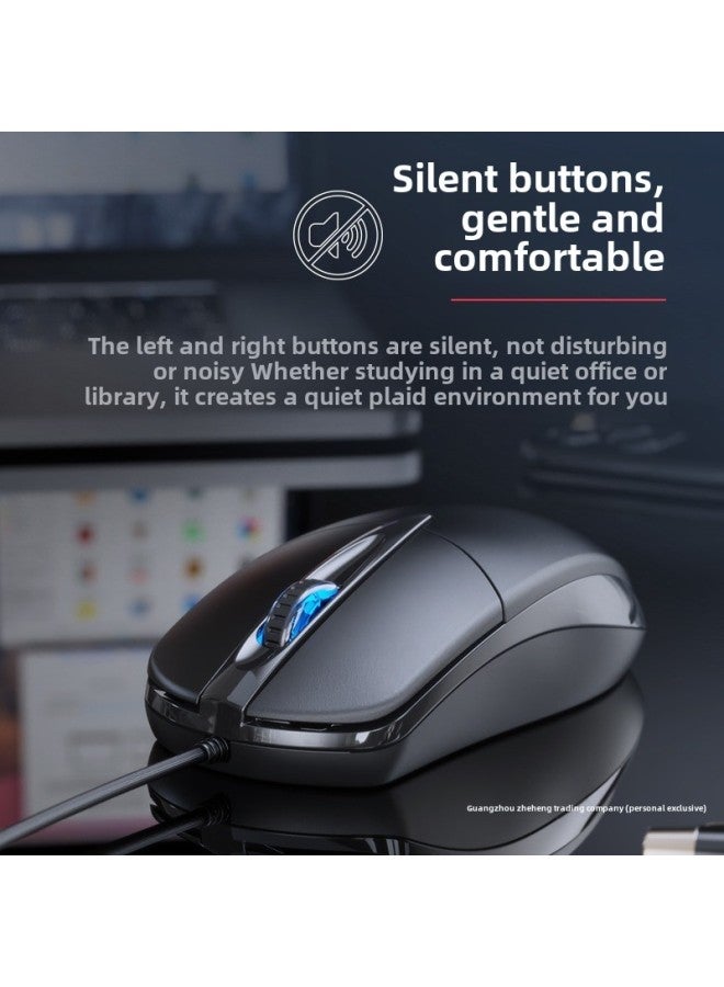 For Glory Notebook Wired Mouse Computer Game Magicbook14 Mute 16 Universal Original-Color:Standard Version (silent on/line Length 1.2m ) + Black Leather Mouse Pad-Interface:Official Standard - Image 4