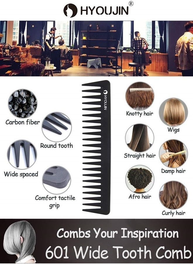 Hyoujin - 601 Black Carbon Wide Tooth Comb Detangling Comb Detangler Hair Comb for Long Wet hair Hair Straighten Curly Hair 230℃ Heat Resistan - Image 1