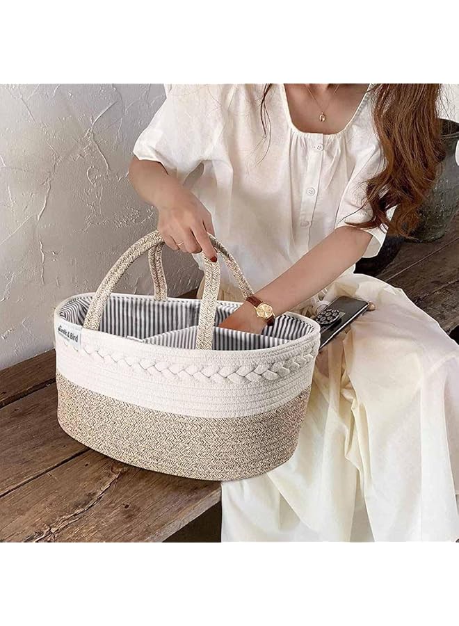 Bumble & Bird Cotton Rope Diaper Caddy Beige - Image 2