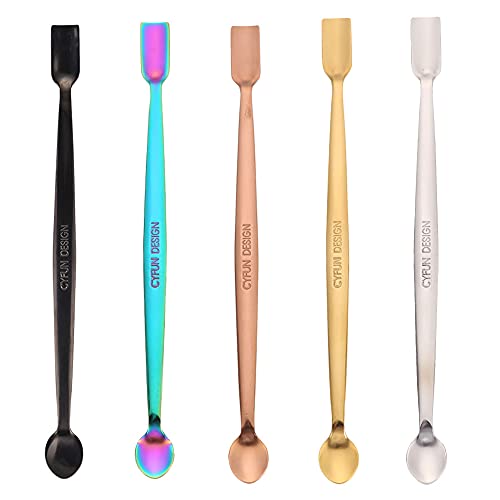 CYFUN DESIGN 5 Colors 304 Stainless Steel Craft Spoons Set for DIY Scrapbooking Glitter Embossing Powders Sequins and Other Small Embellishment Craft Cardmaking High Lighten - Image 1