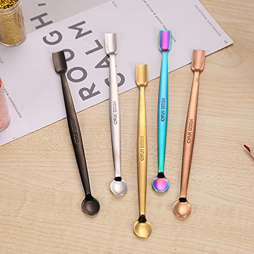 CYFUN DESIGN 5 Colors 304 Stainless Steel Craft Spoons Set for DIY Scrapbooking Glitter Embossing Powders Sequins and Other Small Embellishment Craft Cardmaking High Lighten - Image 3