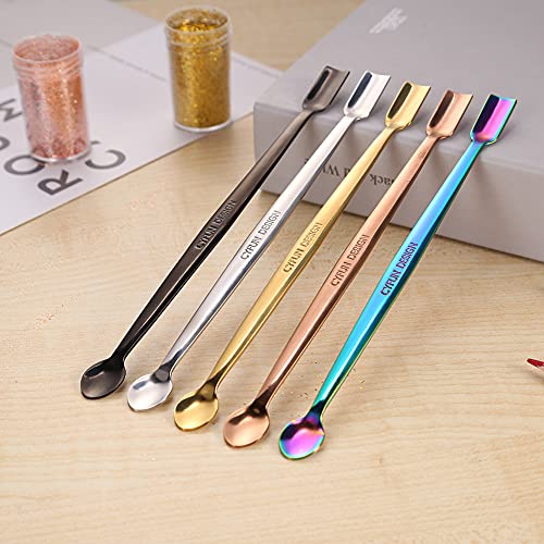 CYFUN DESIGN 5 Colors 304 Stainless Steel Craft Spoons Set for DIY Scrapbooking Glitter Embossing Powders Sequins and Other Small Embellishment Craft Cardmaking High Lighten - Image 2