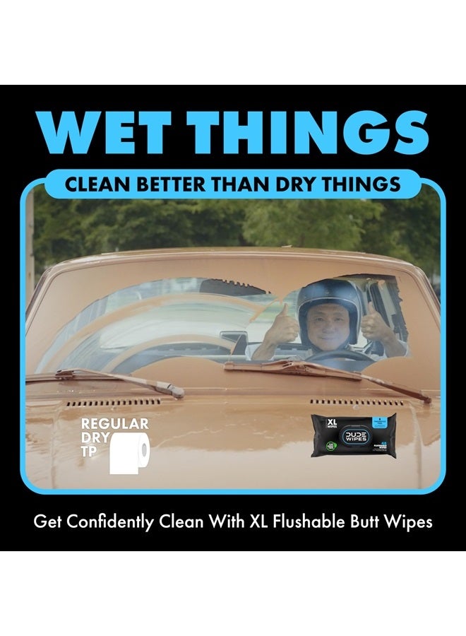 Dude DUDE Wipes - Flushable Wipes - 6 Pack, 288 Wipes - Unscented Extra-Large Adult Wet Wipes - Vitamin-E & Aloe - Septic and Sewer Safe - Image 5