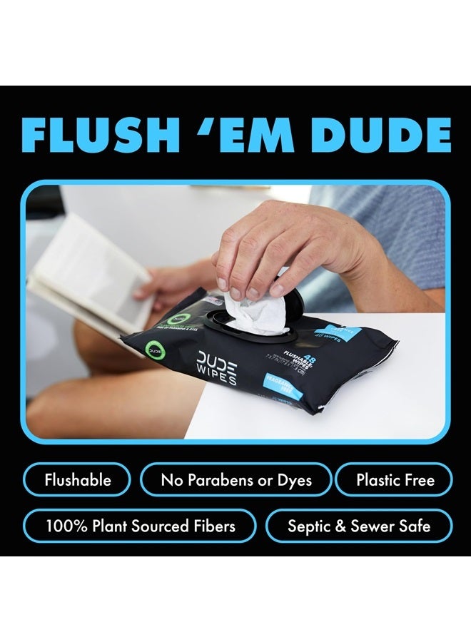 Dude DUDE Wipes - Flushable Wipes - 6 Pack, 288 Wipes - Unscented Extra-Large Adult Wet Wipes - Vitamin-E & Aloe - Septic and Sewer Safe - Image 3