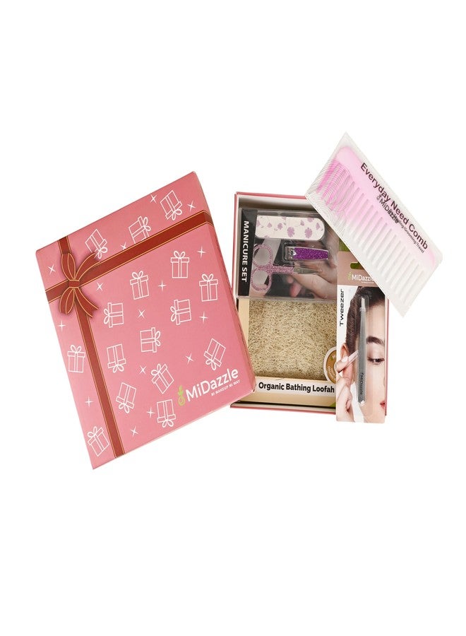 MiDazzle Beauty Gift Box Set with Loofah, Tweezers, Comb and Manicure Tools - Image 2