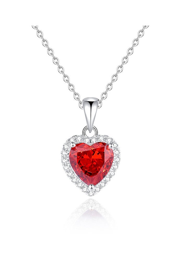 Cindy's Diamonds Womens Necklaces Pendant 925 Silver High Carbon Synthetic Diamond Sterling Silver Jewelry Heart Stone Diamond Carat 8X8MM 3.44G For Womens Best Birthday Gift, Aniversity Gift, Wedding Necklace Best Gifts For Your Loved One 