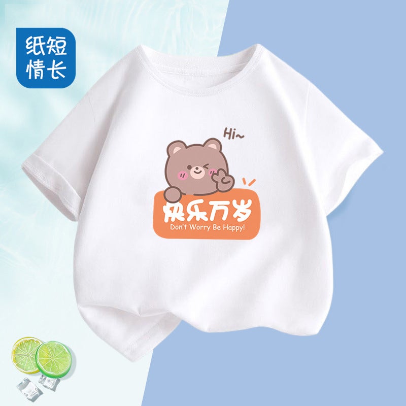 2212# Boys And Girls Short-Sleeved T-Shirt Mid-Large Children'S Western Style Pure Cotton Children'S Comfortable Breathable T-Shirt Top - Image 3