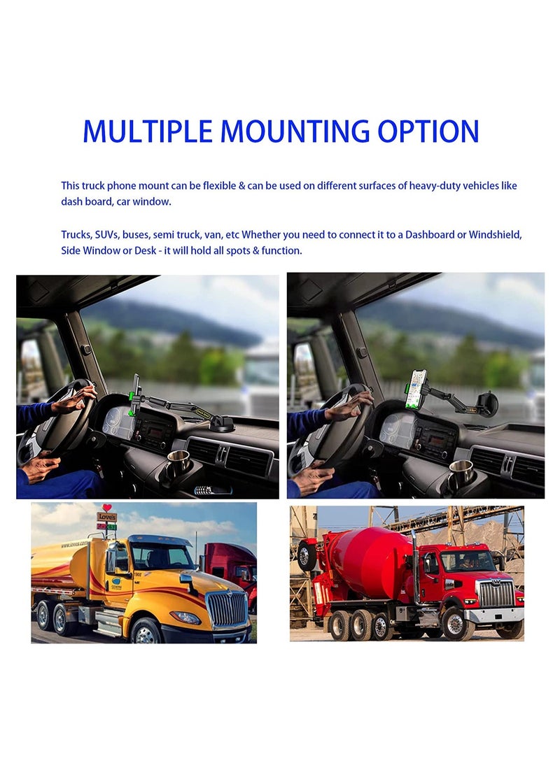 XiuWoo Phone Mount, Heavy Duty Holder for Truck Dashboard Windshield, Compatible with All Smartphone - Image 2
