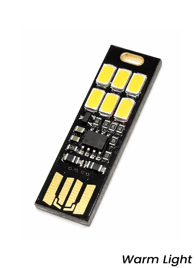مصباح LED صغير يعمل بمنفذ USB مع مفتاح لمس، سطوع قابل للتعديل، 6 مصابيح LED، مصباح USB محمول للسيارة، الكمبيوتر المحمول، بنك الطاقة، إضاءة الطوارئ - ضوء دافئ - Image 1