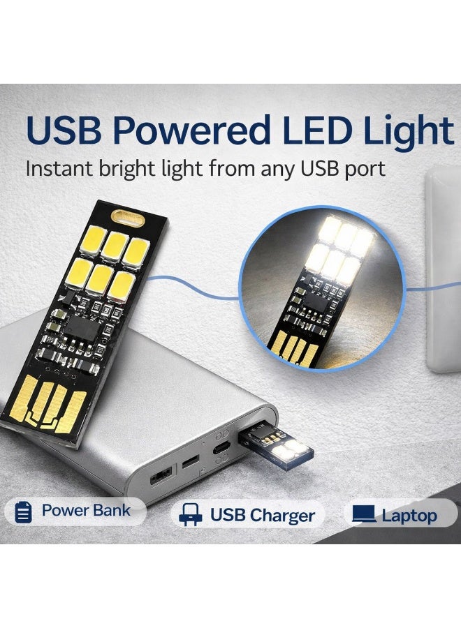 مصباح LED صغير يعمل بمنفذ USB مع مفتاح لمس، سطوع قابل للتعديل، 6 مصابيح LED، مصباح USB محمول للسيارة، الكمبيوتر المحمول، بنك الطاقة، إضاءة الطوارئ - ضوء دافئ - Image 3
