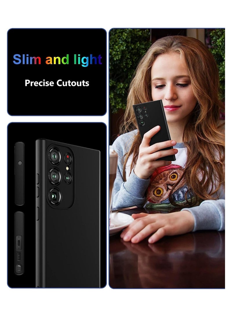 Case for Samsung Galaxy S24 Ultra Soft Silicone Cover Shockproof Matte Finish Back Cover Inner Fabric Lining with Camera Protection Case - Image 5