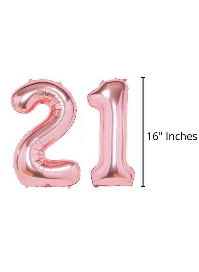 Propsicle بالون هليوم فويل رقم 21 بمقاس 16 بوصة من بروبسيكل لتزيين حفلات عيد الميلاد باللون الوردي الذهبي - عبوة من 2 - Image 2