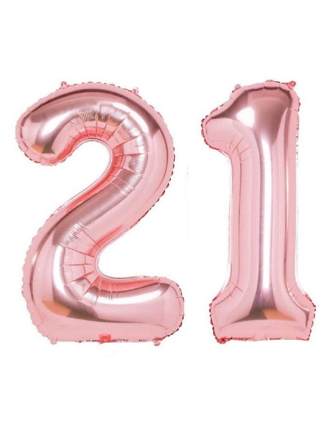 Propsicle بالون هليوم فويل رقم 21 بمقاس 16 بوصة من بروبسيكل لتزيين حفلات عيد الميلاد باللون الوردي الذهبي - عبوة من 2 - Image 1