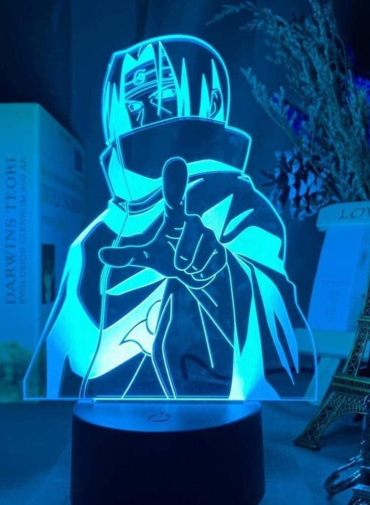 althiqahkey Multicolour 3D Illusion Lamp 3D Lamp Anime Naruto Itachi Uchiha Figure Nightlight Child Bedroom Decor Cool Birthday Gift Colorful LED Night Light Sasuke Itachi - Image 1