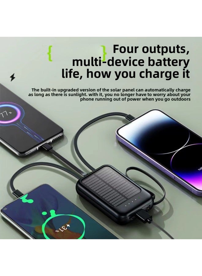 Portable 20000 MA Large Capacity Solar Mini Charging Treasure With Cable Mobile Power Wholesale-Color:Cool Black-Power Capacity:20000 Ma - Image 2