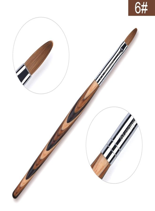 Rolabling Acrylic Nail Brush Red Wooden Kolinsky Nail Brush Spiral Pattern Handle Nail Brushes for Acrylic Application Extension 3D Carving Manicure Tool for Salon or DIY at Home (6#) - Image 2