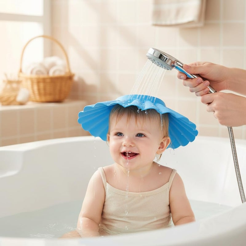 SPHTOEO Safe Shampoo Shower Bathing Protection Soft Cap Hat for Toddler's, Baby ,Children & Kids to Keep the Water Out of Their Eyes & Face (Blue) - Image 5